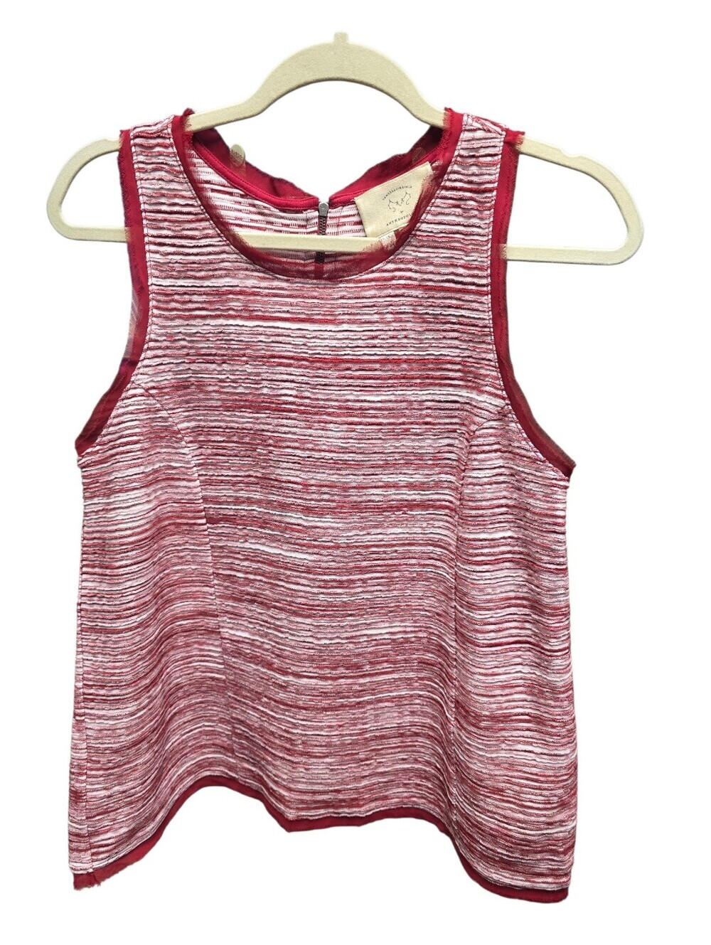 Anthropologie Vanessa Virginia Indira Tank Top Textured Red Stripe Sz.M